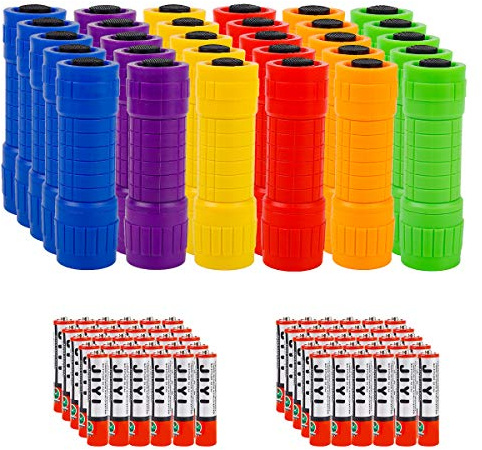 Whaply Small Mini Flashlights Pack of 30,Assorted Colors,New Type Cob Light,With Battery