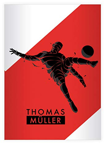 4 personalisierte Stylische Fußball DIN A4 Schulhefte, Schreibhefte mit Soccer Fußballspieler, rot Lineatur 25 (liniertes Heft 16 Blatt/32 Seiten) Notizheft, Kladde für Schule, Universität, Büro