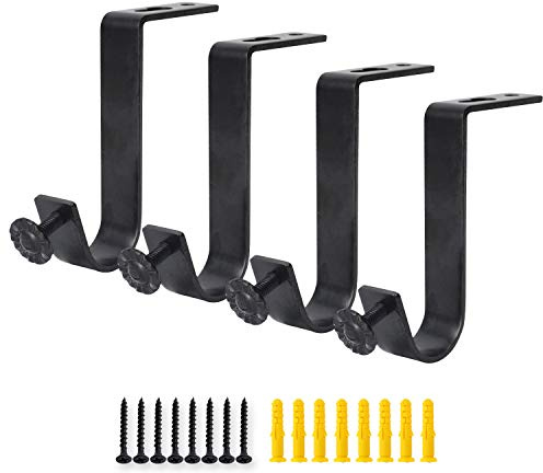 AddGrace Deckenhalterung für Gardinenstangen, 4 Stück, strapazierfähig, Vintage-Gardinenstangenhalter für 2,5-cm-Stangen - Schwarz, large