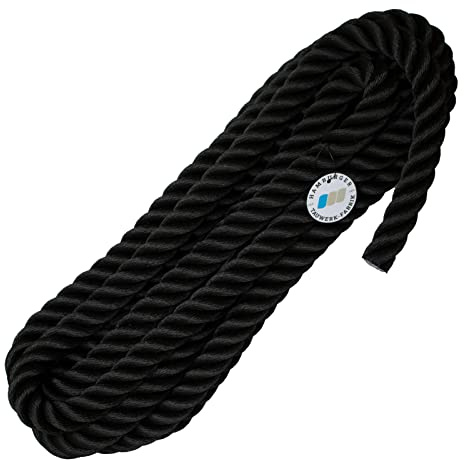 Handlauf- & Absperrseil 3 m – 30 mm Soft Touch Schwarz, 4-Fach geschlagen | Aus Multifil-Tauwerk für Treppe, Event, Dekoration & Wohnbereich