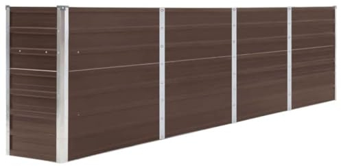 vidaXL Jardinera de Jardín Macetero Caja para Plantar Plantas Macetas de Patio Exterior Acero Galvanizado Marrón 320x40x77cm