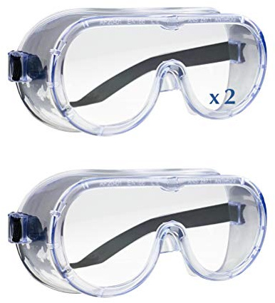 Dr. Mosers Schutzbrille gemäß EN166 | Antibeschlag - Sicherheitsbrille | Kristallklar | Kratzfest | Flexibles Kopfband