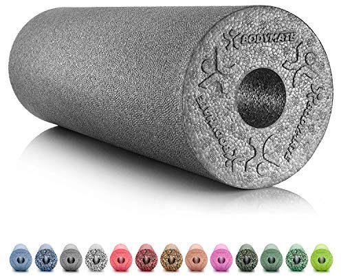 BODYMATE Faszienrolle Standard Mittel-Hart mit Gratis E-Book - Carbon-Grey 45x15cm