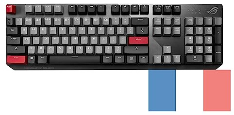 ASUS ROG Strix Scope PBT – Clavier Gaming mécanique 100% pour Les Joueurs FPS (Switches Cherry MX Red, ABS, USB 2.0, Touche Ctrl élargie, Macros programmables, revêtement en Aluminium)