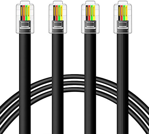 NECABLES 2Pack RJ9 Cable 3ft 4P4C Phone Cord Telephone Cable RJ9 / RJ10 / RJ22 4P4C Male to Male Straight for Both Data and Voice Black - 3 Feet
