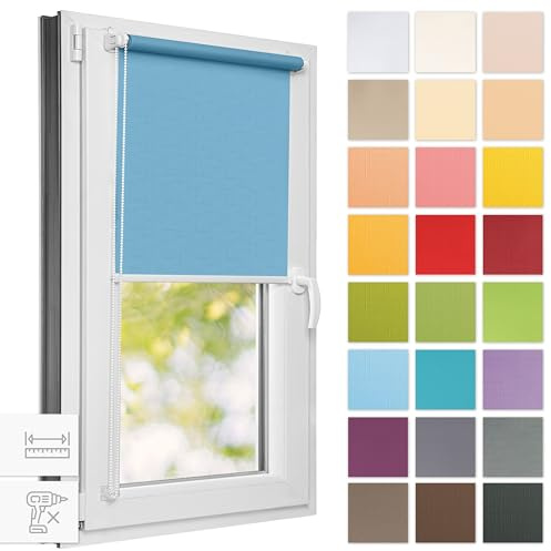 Estika Rollo für Fenster ohne Bohren - 40cm x 120cm - Königsblau - 25 Stofffarben, Klemmfix Montage, Fensterrollos für innen, Sichtschutz für Fenster und Balkontür (40 cm Stoffbreite)