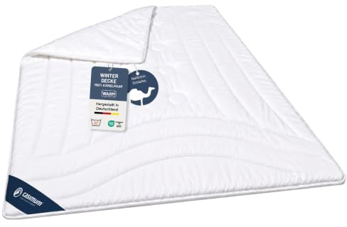 casimum® luxuriöse Kamelhaardecke | Winterdecke, Naturhaardecke | 200 x 220 cm | Füllung: 100% weicher Kamelhaar Flaum | Bezug: 100% Baumwolle | allergikerfreundlich | Made in Germany