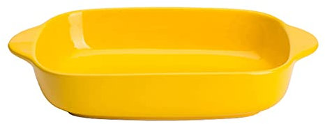 LUCBEI Lasagnera Piatto da Forno in Ceramica, 450 ml Grande Panettiere Rettangolare, bakeware for Cucinare, Cucina, Torta, Cena for Banchetti e Uso Quotidiano Teglie da Forno (Color : Yellow)