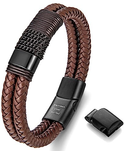 armband herren, lederarmband herren,armband herren leder, edelstahl armband, herren lederarmband,armband männer herren schmuck(braun,schwarz komplikation,22cm)