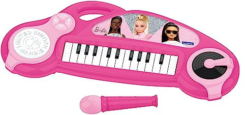 Lexibook, Barbie, Electronic piano for children with light effects, microphone, drums, built-in speaker, demo tunes, DJ player, pink, K704BB