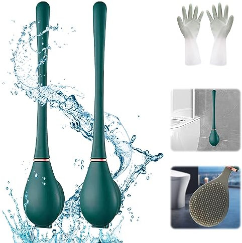 Brosse WC, 2 Pack Brosse WC Silicone,Balai WC vec Séchage Rapide Support Ventilé,Balayette WC vec Poils Silicone pour Un Nettoyage en Profondeur,Toilette de Salle de Bain