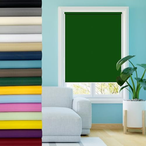 Plissee ohne Bohren 65 x 70 cm Thermorollo Klemmfix, Verdunklungsrollo Fensterrollo Rollo Sonnenschutz & Sichtschutz, Ohne Bohren für Fenster & Tür, Dunkelgrün