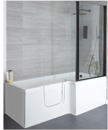 Milano Merso 1700mm x 850mm Right Hand Easy Access Walk in Square Shower Bath Black Screen
