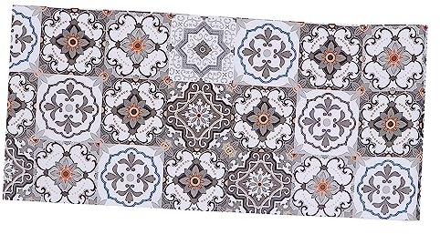 Mikikit Adesivo Murale per Cucina Motivo Etnico, Antiolio in Pvc, Resistente al Calore, Facile da Applicare e Riutilizzabile, Rotolo 45cm X 6m per Protezione Pareti Cucina
