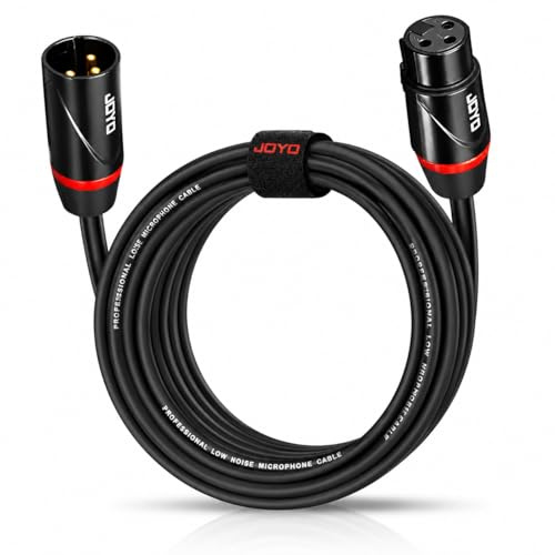 JOYO XLR to XLR Cable 6M/20ft Microphone Cable 3-Pin Male to Female for PA System, Audio Mixer, Studio Monitors, Audio Recording, Podcast, No Signal Loss and Balanced Shielded Black (CM-28)