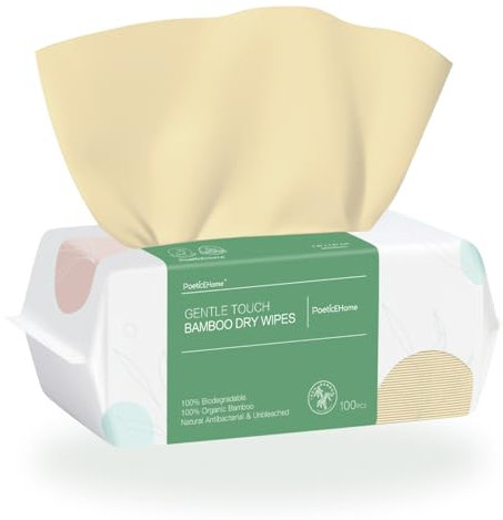 PoeticEHome Asciugamani Viso Monouso in Bambù 100 Pezzi - Salviette Struccanti Ultra Morbide e Biodegradabili per Pelli Sensibili​