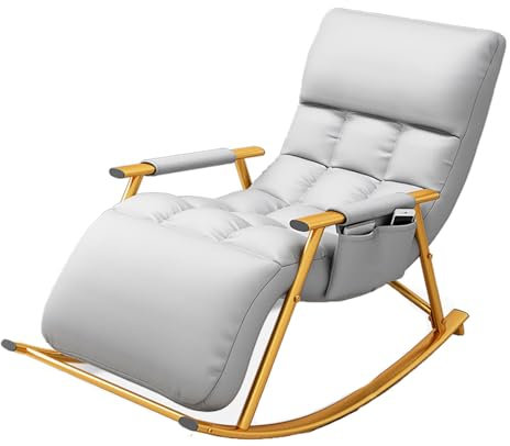 Sessel Wohnzimmer,schwingsessel,Sessel Schlafzimmer,lesesessel,schaukelstühle,Relaxsessel mit Armlehne,für Schlafzimmer, Wohnzimmer, Balkon,gepolstert, Metallgestell,orange Farbe (Color : Ligh
