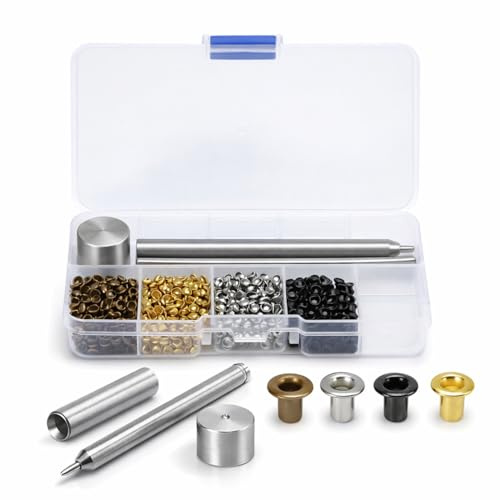 Oeillets en Métal, Kit D'œillets en Métal en Cuivre plaqué de 2 Mm, Kit D'œillets en Cuir avec Boîte de Rangement en Plastique pour Chaussures, Vêtements, Sac D'artisanat