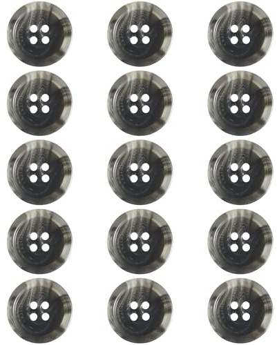 ftiemlovde 15 Stück 4 Loch Bunte Knöpfe zum Annähen Basteln（Grau 20mm）