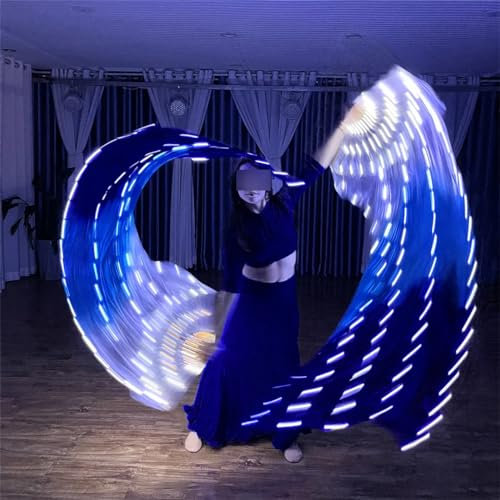 Wjnvfioo LED-Fächer aus echter chinesischer Seide, Bauchtanz-Kostüme, Party, Show, 1 Paar LED-Fächer für Tanz