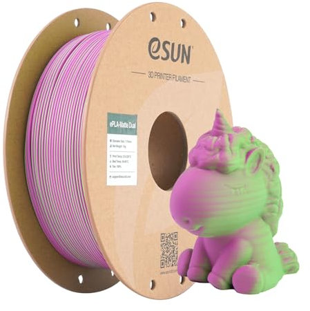 eSUN Matte Dual Colour Filament, Matte PLA Filament 1.75mm, glanzfreie Farbe, gefrostete Textur, 1KG Spule (2.2 LBS) 3D Druck Filament für 3D Drucker, Grünlich Rosa