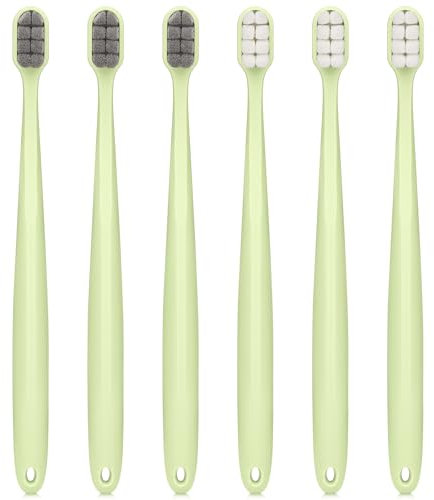 Oralphi Spazzolino da denti extra morbido per gengive sensibili, 20.000 setole morbide con 8 fori, spazzolino manuale testa compatto per donne incinte, anziani, adulti,6Pezzi
