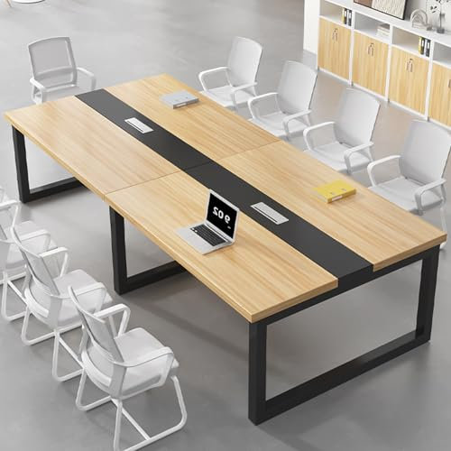 Rechteckiger Konferenztisch für 12 Personen mit Metallbeinen, ideal für Home Office oder Konferenzraum