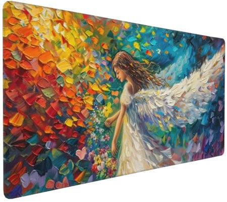 Gaming Mauspad XXL Engel Mousepad 800x400x4mm Farbe Verlängertes Mauspad Schreibtischauflage,Genähte Kanten Mauspad,Verbessert Präzision und Geschwindigkeit Wasserdicht Geeignet für Büro und Spiele