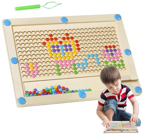 Husoiuy Lavagna Magnetica con Punti per Bambini, Lavagna Magnetica con Perline a Pois | Divertente Tavolo da Disegno con Perline magnetiche DOT Art - Giocattolo educativo da Viaggio DOT Art per
