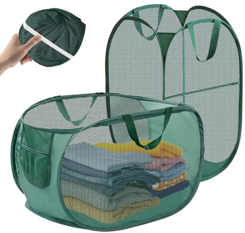 2 Pezzi Cesto Biancheria Pieghevole, 75 L Cportabiancheria Pieghevole, 36 * 36 * 58 cm Cesta Biancheria Sporca, Bacinella Bucato, Porta Panni Sporchi, Portatile Laundry Basket per Bagno, Lavanderia