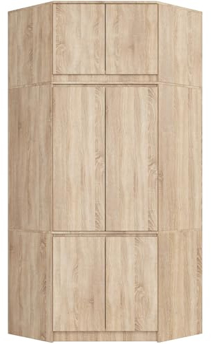 AKORD Armoire d'angle avec extension S100 - Chêne Sonoma - 100 cm - 6 portes - 100 x 50 x 235 cm