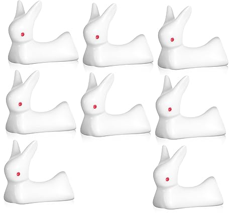 Veemoon Lot De 8 Repose-Baguettes en Céramique Décor Lapin Rouge, Supports Multifonctionnels pour Baguettes Et Couverts, Accessoires De Table Cuisine Et Restauration