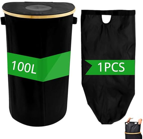 Gatphy Récipient de collecte de bouteilles consignées, 100 l, avec poche intérieure amovible avec trou, peut contenir 35 bouteilles vides, 76 x 42 x 32 cm, noir