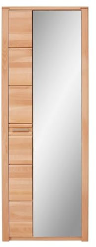Garderobenschrank - 74 x 201 cm - 1 Tür - 1 Spiegeltür - Kernbuche teilmassiv