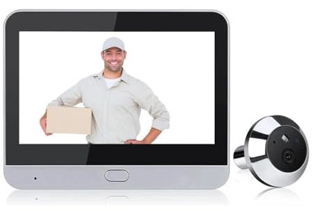 Caméra de Surveillance Intelligente WiFi 1080P de 4,3 Pouces, Vision Nocturne, système de sécurité Domestique(Silvery Alexa Tuya)