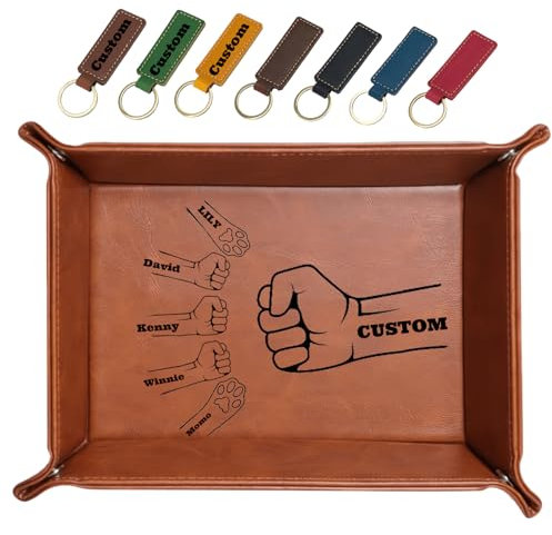 Geschenke für Papa Luxus Schlüssel Schale mit Gravur Key Organizer Multifunktions Tablett als Schlüsselschale, Taschenleerer & Büro Organizer für Flur & Schreibtisch (Style 1)