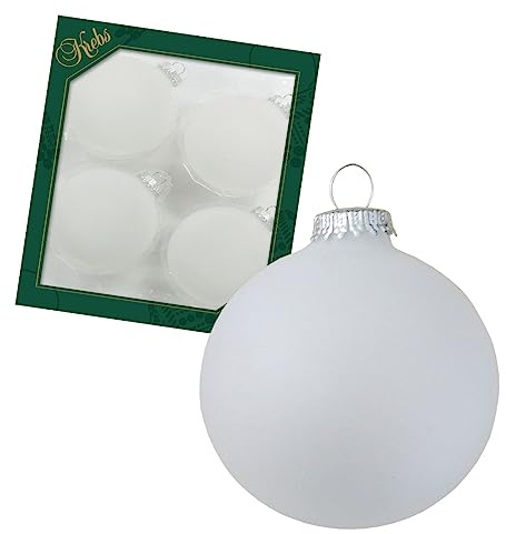 Krebs Glas Lauscha - Christbaumschmuck/Christbaumkugeln - Box mit 4 Frost farbigen Kugeln mit Silbersplint aus Glas in Einer Größe von 8cm