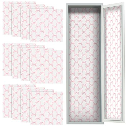 Drydiet 12 Pcs Pink Bow School Magnetic Locker Wallpaper, 12x12 Removable | For Girls Locker Decor, Back to School Organizing, Coquette Aesthetic, Removable Magnetic Adhesive, Bow Pattern Design