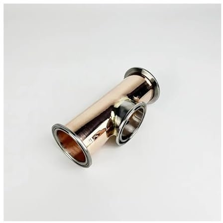 VWWJCCRO 2(51mm) OD64 Tri-Clamp 3 Way Tee Copper Pipe For, Length 6 (150mm), Tri T Type Copper Tube