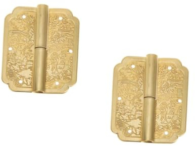 DIYEAH 2 Pièces Hinges en laiton clé charnières de porte charnière de soutien antique charnière de porte d'armoire charniere porte Hinges de porte de l'armoire petites charnières Doré
