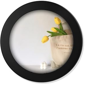 FuninCrea Rund Bilderrahmen Klein Fotorahmen Posterrahmen für Wand und Tisch, Kreative Wanddekorationsrahmen für Fotoarbeiten, Kunstmalerei, Fotos (Rund, Schwarz, 7 Zoll)
