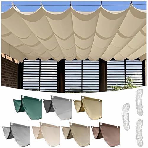TAUIANE Einziehbares Wellen Sonnensegel Polyester Sonnenschutz Markise Rechteckige Pergola Abdeckung Wasserdicht Windschutz FüR AußEnbereich Garten Wintergarten Terrasse,Beige,1.5×2M (W×L)