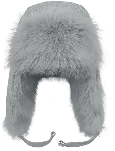 JIAHG Unisex Fliegermütze Trappermütze Damen Warm Wintermütze Strickmütze mit Ohrenklappen Plüsch Skimütze Trapper Hat Russlandmütze Pilotenmütze