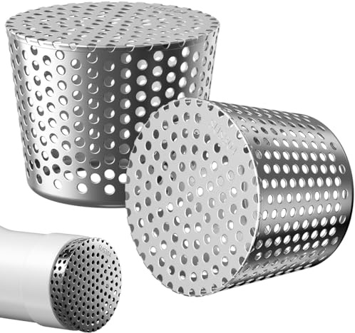 HUAERSICO Protector de Canalón y Bajante Acero Inoxidable 304, Rejilla Desague para Jardin y Terraza, Filtro de Hojas Antipájaros y Antiratones, Fácil Instalación 68 mm - 83 mm