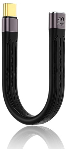 Lunpoem Cable de extensión USB tipo C de 40 Gbps, 1 pieza, 13,8 cm, USB tipo C macho a hembra, soporta Thunderbolt 3 PD 100 W de carga rápida para portátiles, smartphones