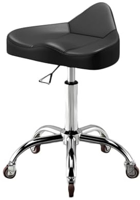 FXLUHAY Sattelhocker mit Rückenlehne, anhebbarer Sattelstuhl mit leisen Rädern, drehbarer Salon-Schneidehocker, for den Friseursalon im Home Office(Color 4)