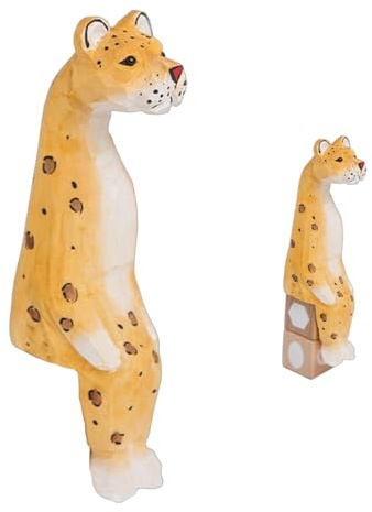 Thaippy Exquisita Escultura de Guepardo Sentada de Madera Tallada a Mano | Figuritas Divertidas de Animales, Decoración del Hogar/Oficina/Estantería/Mesa, Estatuas Creativas únicas, Regalo Antiestrés