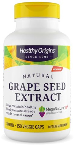 Healthy Origins Grape Seed Extract 300 mg, 150 Veggie Capsules - MegaNatural-BP, Made from California Grapes, Supports Metabolic & Heart Health - High Polyphenol Antioxidant - 5 Month Supply