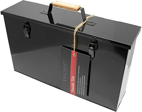 Valiant Fireside Tidy Ash Transporter - Black Gloss Steel Storage Box (FIR240)