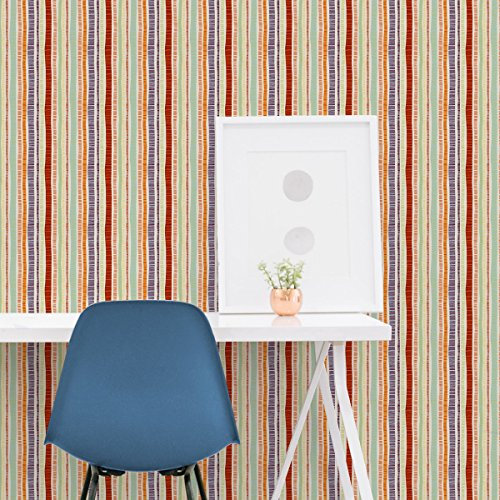 Bunte grafische Streifen Tapete Dotted Lines in orange passt zu Farrow and Ball Farben- Vlies Tapete Grafisch - Trend GMM Design Dekor für schöne Räume (H: 2,6m B: 46,5cm)